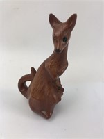 Wooden Kangaroo w/Joey Figurine
