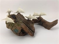 Vintage John Perry Driftwood Dolphin Sculptures