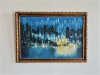 Original Abstract Cityscape Reflection Painting