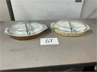 Lot of 2 Vintage Pyrex Bowls w/ Lids