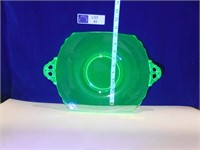URANIUM GLASS SERVING TRAY, SOME SCRATCHES