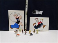 VINTAGE POPEYE GREETING CARDS, CAKE TOPPERS