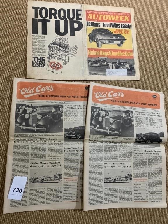 OLD CAR NEWSPAERS AND HEADLINE MAGAZINES