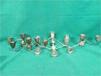 Sterling weighted candle holders, 5 total