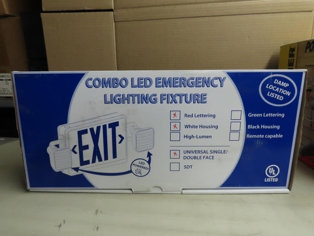 LED EXIT emergency lighting fixture.