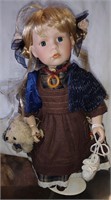 Am. Classics Cracker Barrel Porcelain Doll w/Bear