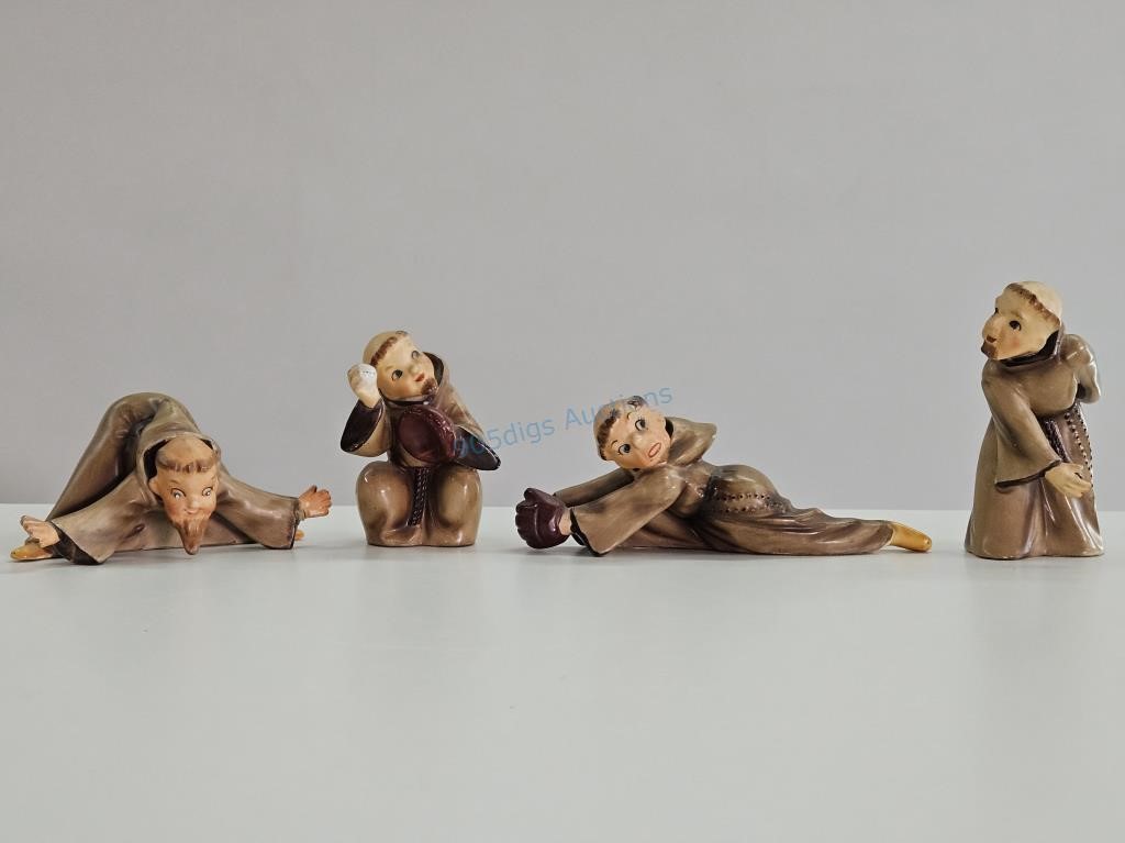 Napco Ceramic Monk Baseball Figurines