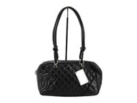CHANEL Black Leather Calf Skin Handbag