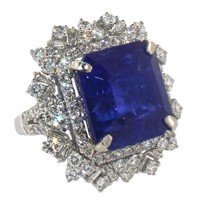 14k Gold 21.03 ct Tanzanite & Diamond Ring