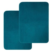 2pk. Foam Bath Solid Bath Rug, Turquoise, 17x23.5