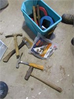 hatchet,mason tools,hammers,tote & items