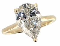 14kt Gold 3.04 ct Pear Cut Lab Diamond Ring