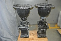 Two Cast Metal Planters