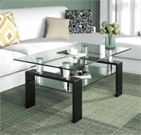 Sealed - 2 Tier Coffee Glass Table Size:
