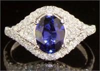 14kt White Gold 2.22 ct Sapphire & Diamond Ring