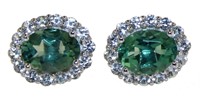 Oval 3.60 ct Green Mystic Topaz Halo Earrings