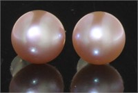 18kt Gold 8mm Rose Freshwater Pearl Earrings