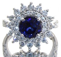 14k Gold 4.70 ct Sapphire & Diamond Ring