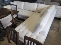 2 Piece - Vanilla Fabric Tufted Sectional