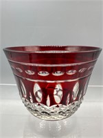 Ruby red and clear glass or votive holder