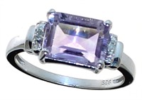 Emerald Cut 2.35 ct Amethyst & Diamond Ring