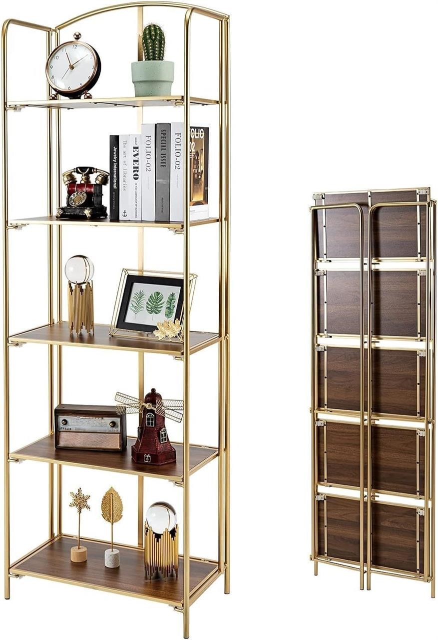 5 Tier Gold Bookshelf,