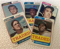 5 1974 Topps Traded Baseball Cards