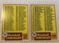 2 1981 Topps Baseball Checklists #31 & #446
