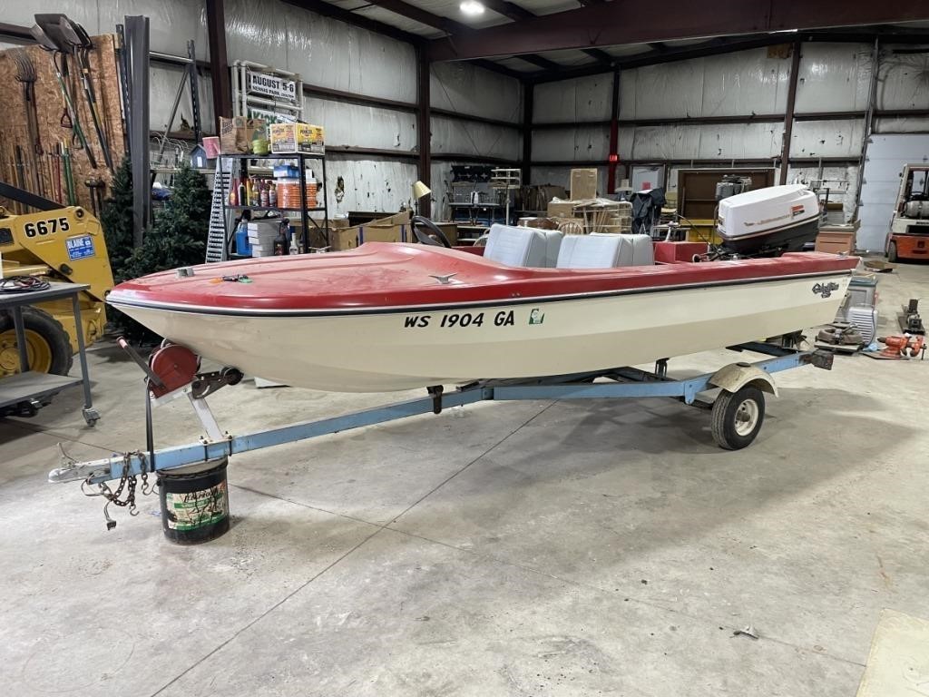 VINTAGE 14' GLASTRON 1969 SKIFLITE  W/ 40 HP