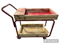 Rolling Cart w Wood Trays - BAD WHEELS