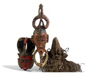 3 vintage African Wood Face Mask