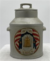 Cookie jar marked USA with patriotic liberty bell