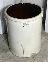 25 gallon heavy crock has chip at bottom and