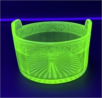 Uranium etched ice bucket with metal stand -