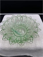 Federal Glass Carnival Green Petal Bowl