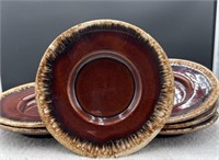 Group of 6 6 inch hull brown drip saucers