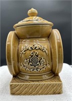Ceramic Coffee Wheel Grinder Gold Cookie Jar