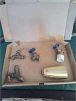 Box of brass plumbing items