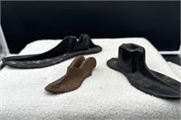 Grouping of 3 antique cast iron cobblers shoe