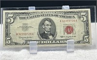 1963 red seal 5$ bill