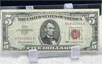 1963 red seal $5 bill