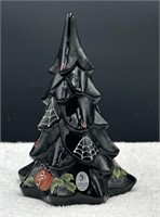 Fenton black handpainted Halloween tree