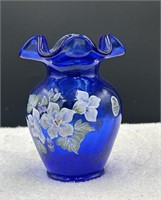 Fenton hand painted vase approx 6 inches tall