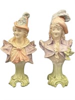 Pair Of Art Nouveau French Porcelain Busts