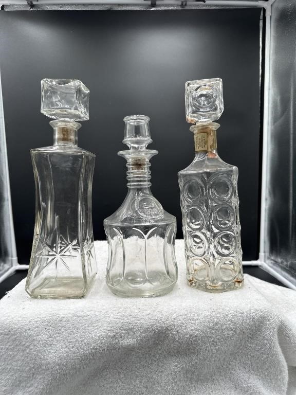 Grouping of 3 decanters