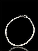 18k White Gold Italian Hammered Chain Bracelet