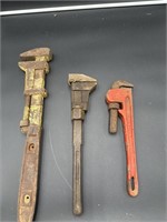 Group of 3 pipe and money wrenches
