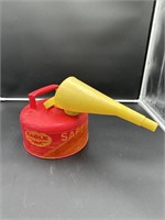 Small metal gas can with funnel