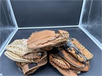 Lot of 9 baseball gloves