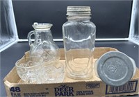 Lot of ball glass jars, cups, and bottle